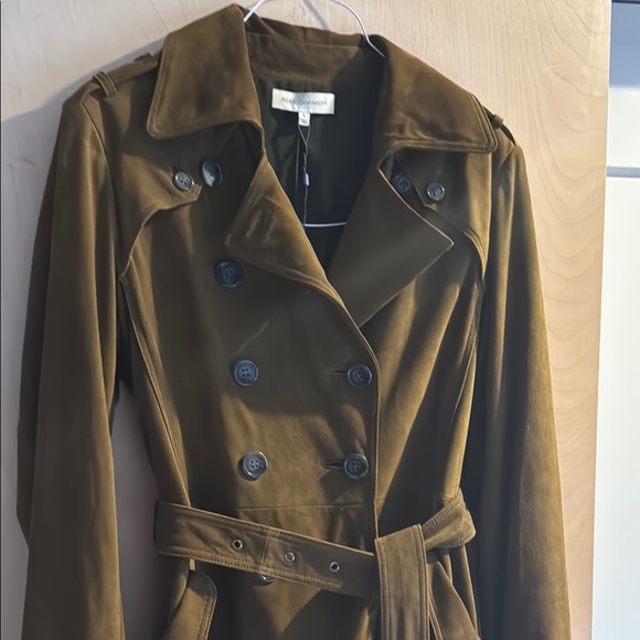 Rebecca Minkoff Dark Olive Green Double-Breasted Trench Coat - Picture 5 of 8